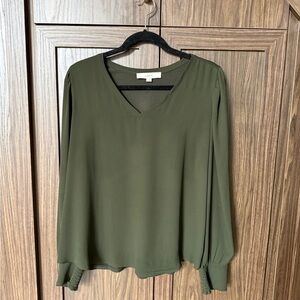 LOFT Deep Green V-Neck Blouse